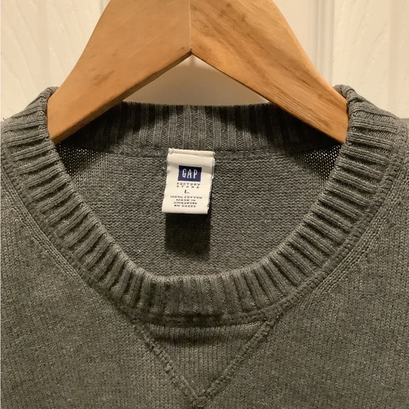 GAP Men Sweater Size Large Crewneck Grey 100% Cotton - Picture 2 of 5